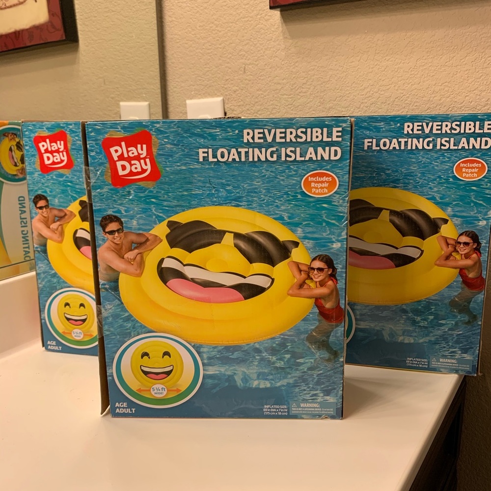 Huge Smiling Emoji Pool Floating Island